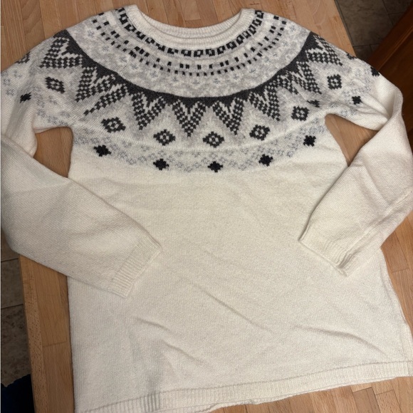 Kismet Sweaters - Kismet Cream and Black Geometric Sweater Fair Isle